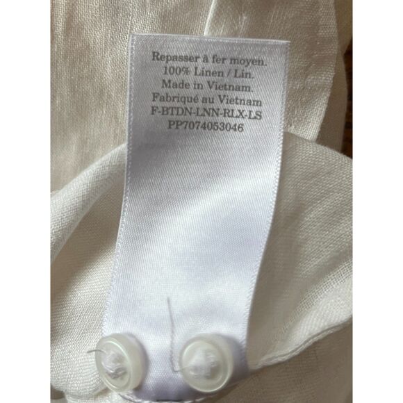 EVERLANE White 100% Linen Long Sleeve Button Up Shirt Top  Women's Size 0 - Picture 5 of 10